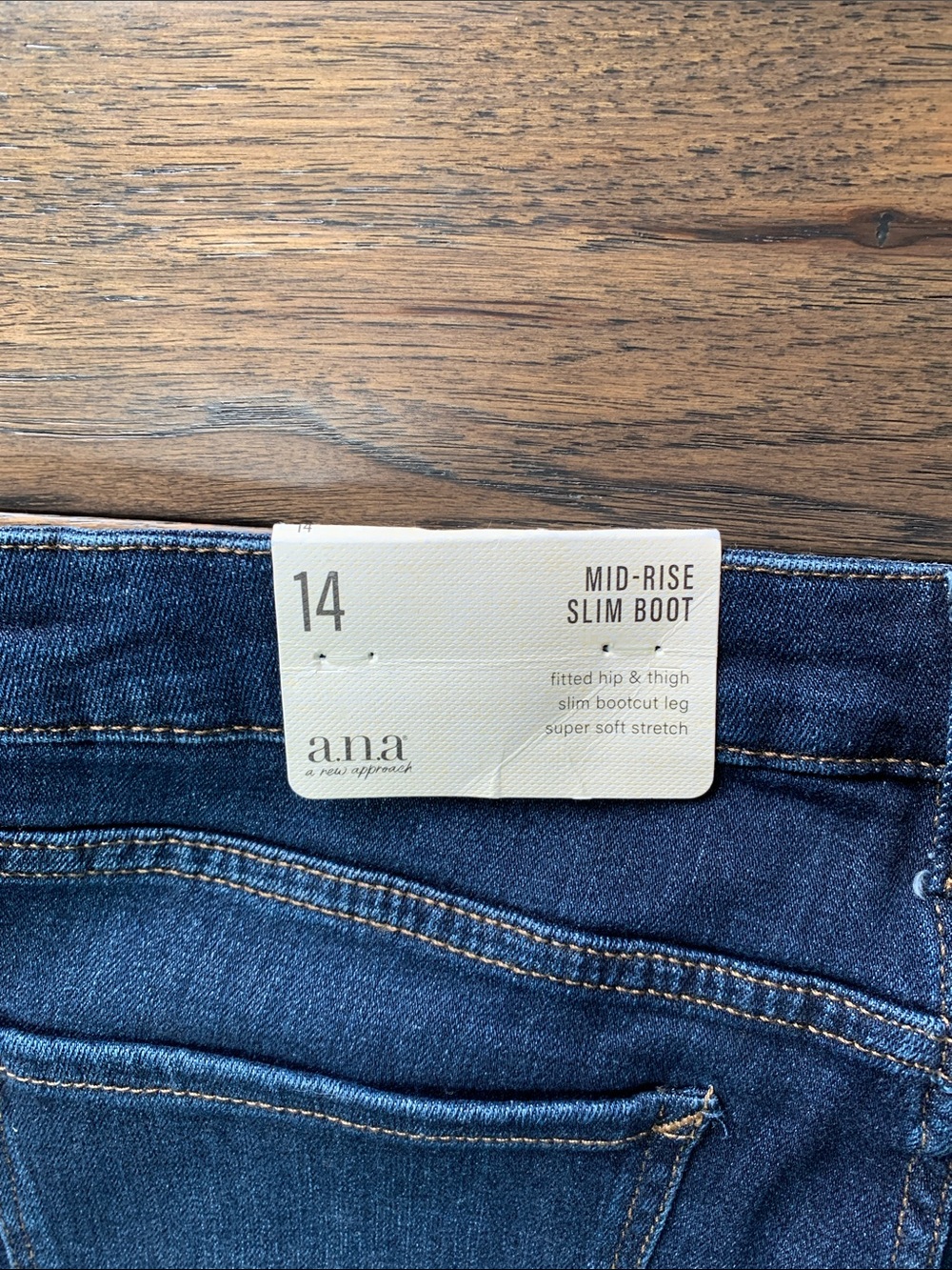 a.n.a Women’s Mid-rise Dark Blue Boot-Cut Jeans. Brand New with tags. Size:14. - Picture 6 of 8